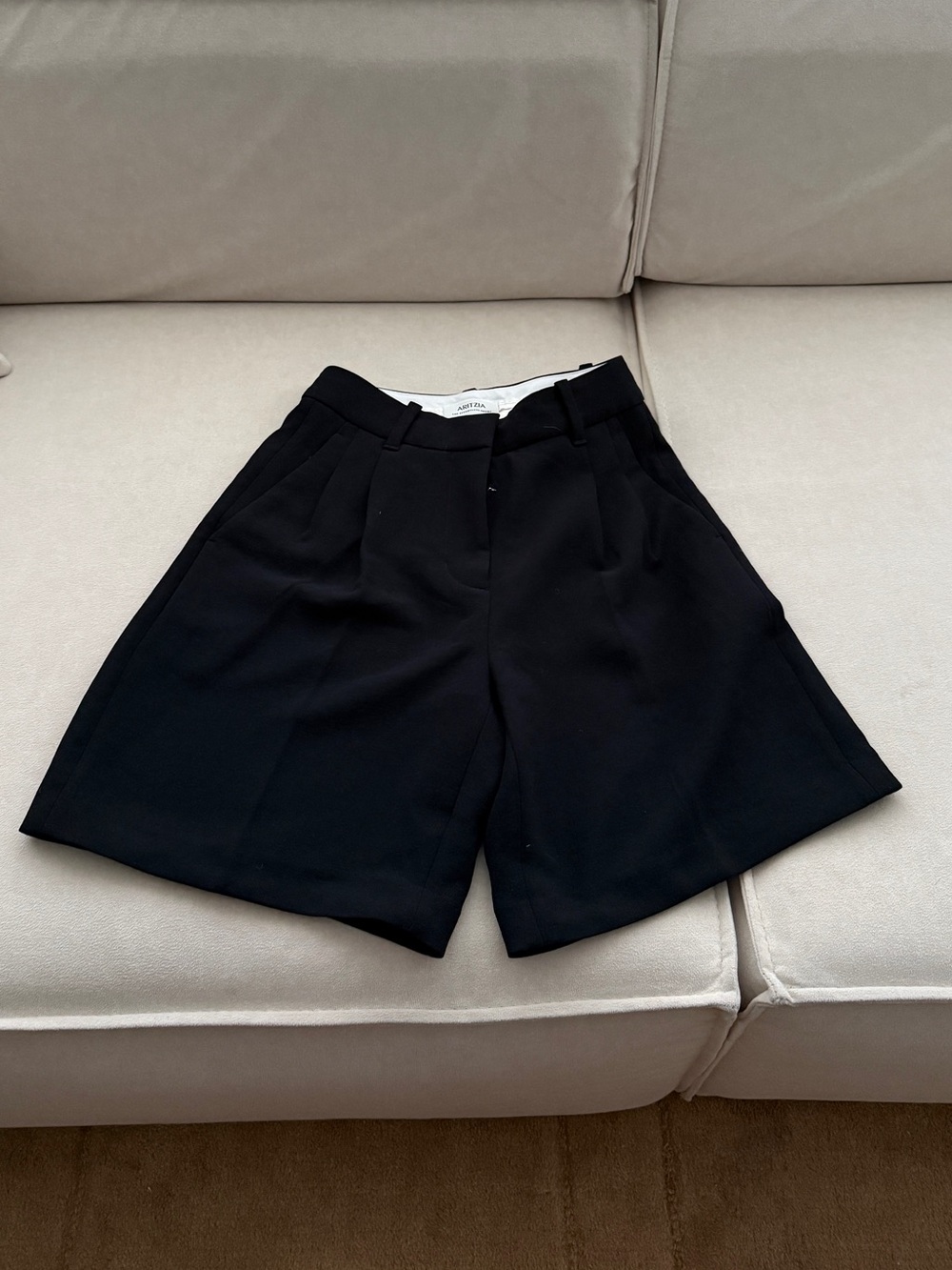 Aritzia Black High-Waist Pleated Women's Shorts